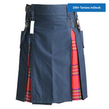 Hybrid Kilt Navy Blue With Tartan