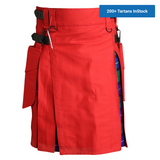 Hybrid Kilt Red With Tartan