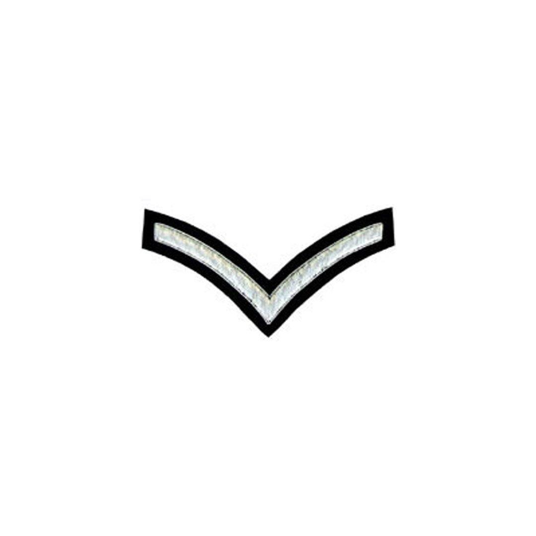 imperial-highland-supplies-1-stripe-chevron-badge-silver-bullion-on-black