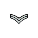 2 Stripe Chevrons Badge Silver Bullion On Black