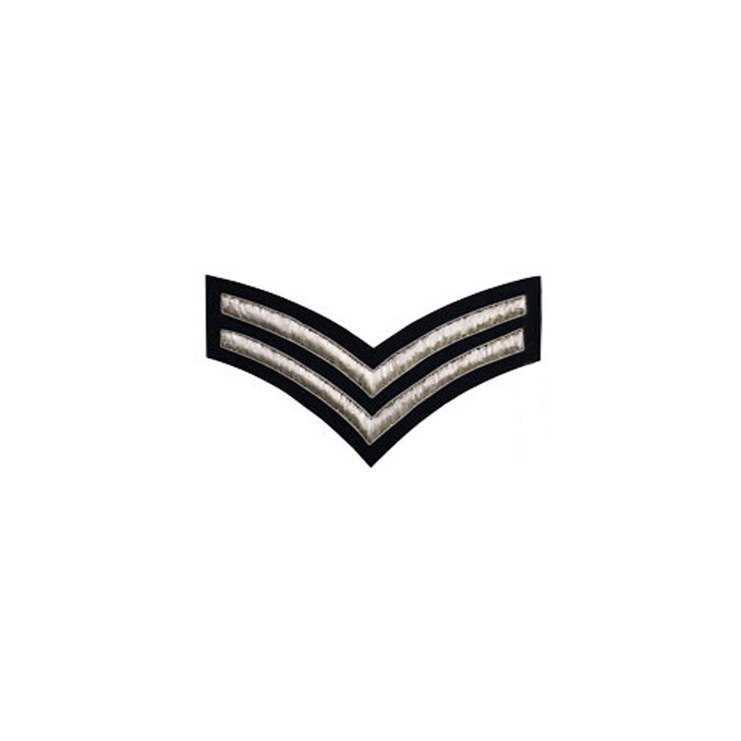 imperial-highland-supplies-2-stripe-chevron-badge-silver-bullion-on-dark-blue