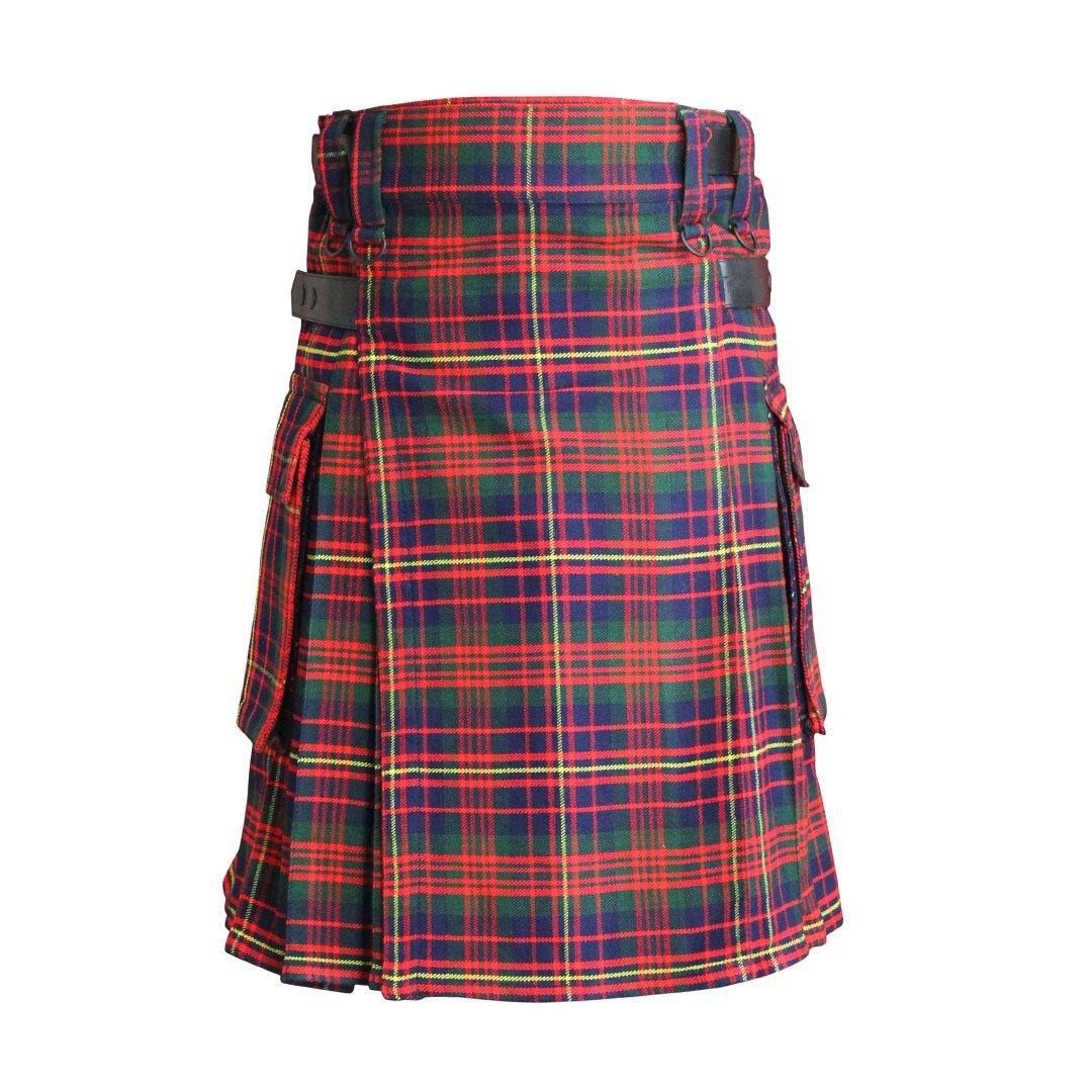 imperial-highland-supplies-cameron-of-erracht-tartan-modern-utility-kilt-heavy-weight-16oz-with-leather-strap