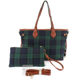 Ladies Tartan Shoulder Bag And Clutch Purse