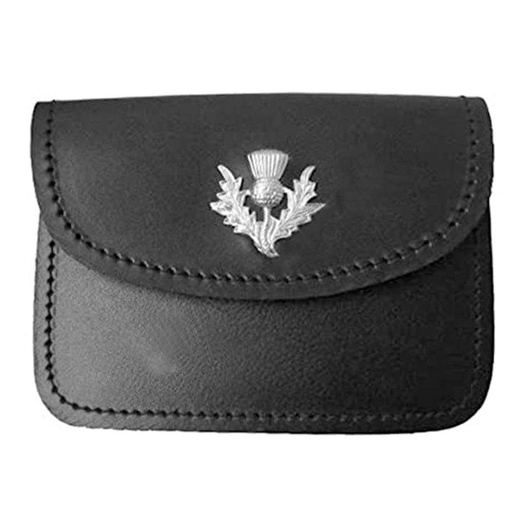 imperial-highland-supplies-men's-scottish-black-leather-kilt-belt-pouch-sporran-with-thistle-on-flap