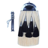 Original Long Horse Hair Sporran White Body with 5 Black Tassels