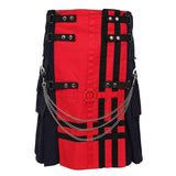 Red And Navy Deluxe Utility Kilt With Chain - biznimart