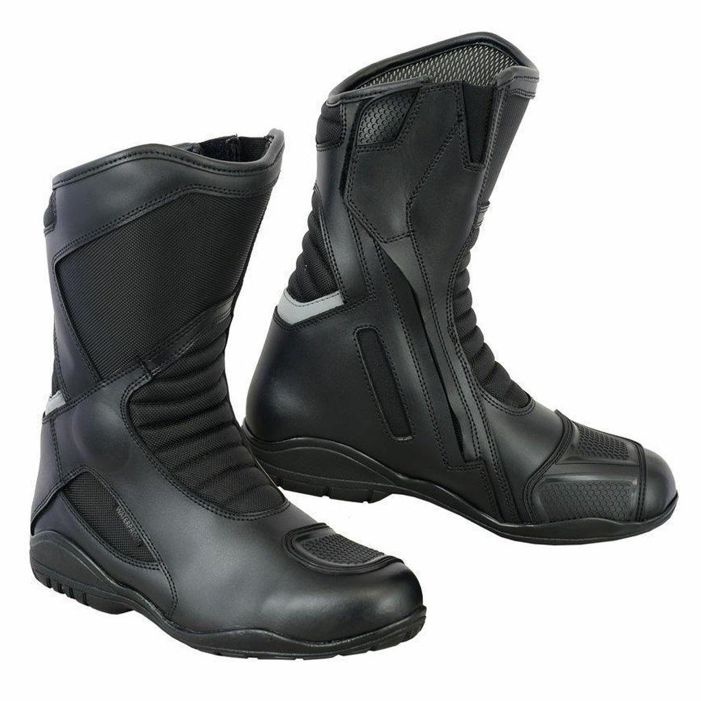 Waterproof Touring Boots Leather Motorcycle Racing Shoes Black Armour - biznimart