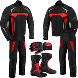 Motorbike Red Jacket Trouser Waterproof Motorcycle Riding Suit Leather Racing Boots