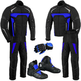 Motorbike Jacket Trouser Waterproof Motorcycle Riding Suit Leather Racing Boots