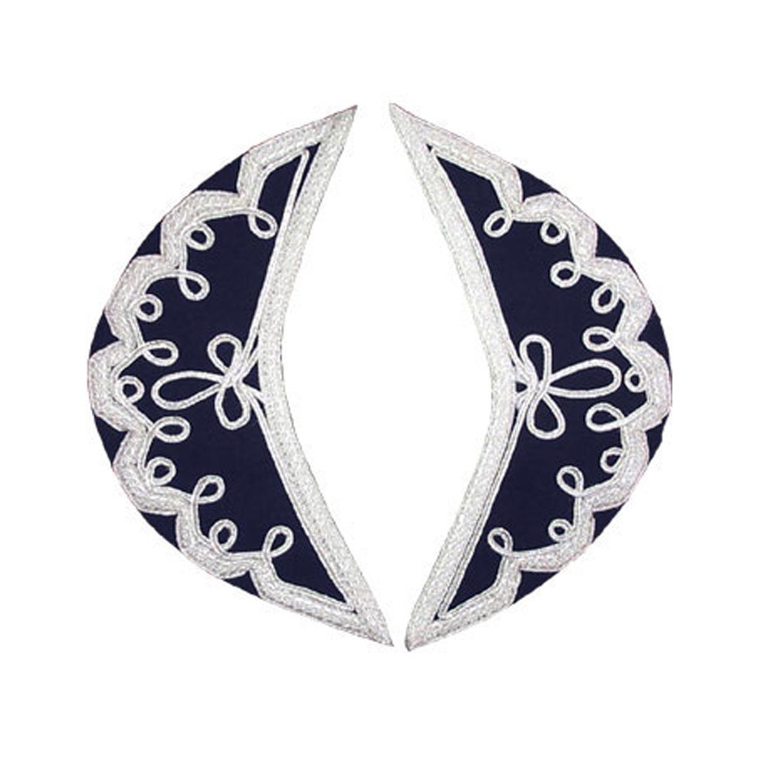 Navy Blue Pipe Band Doublet With Scrolling Silver Braid