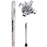 Premium Crown Mace Large 60" In 3 Shafts - Chrome Plated Metal Parts Including Chain - Lion Top in Std Size Quick Screw Assembled - biznimart