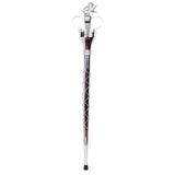 Premium Crown Mace Large 60" In 3 Shafts - Chrome Plated Metal Parts Including Chain - Lion Top in Std Size Quick Screw Assembled - biznimart