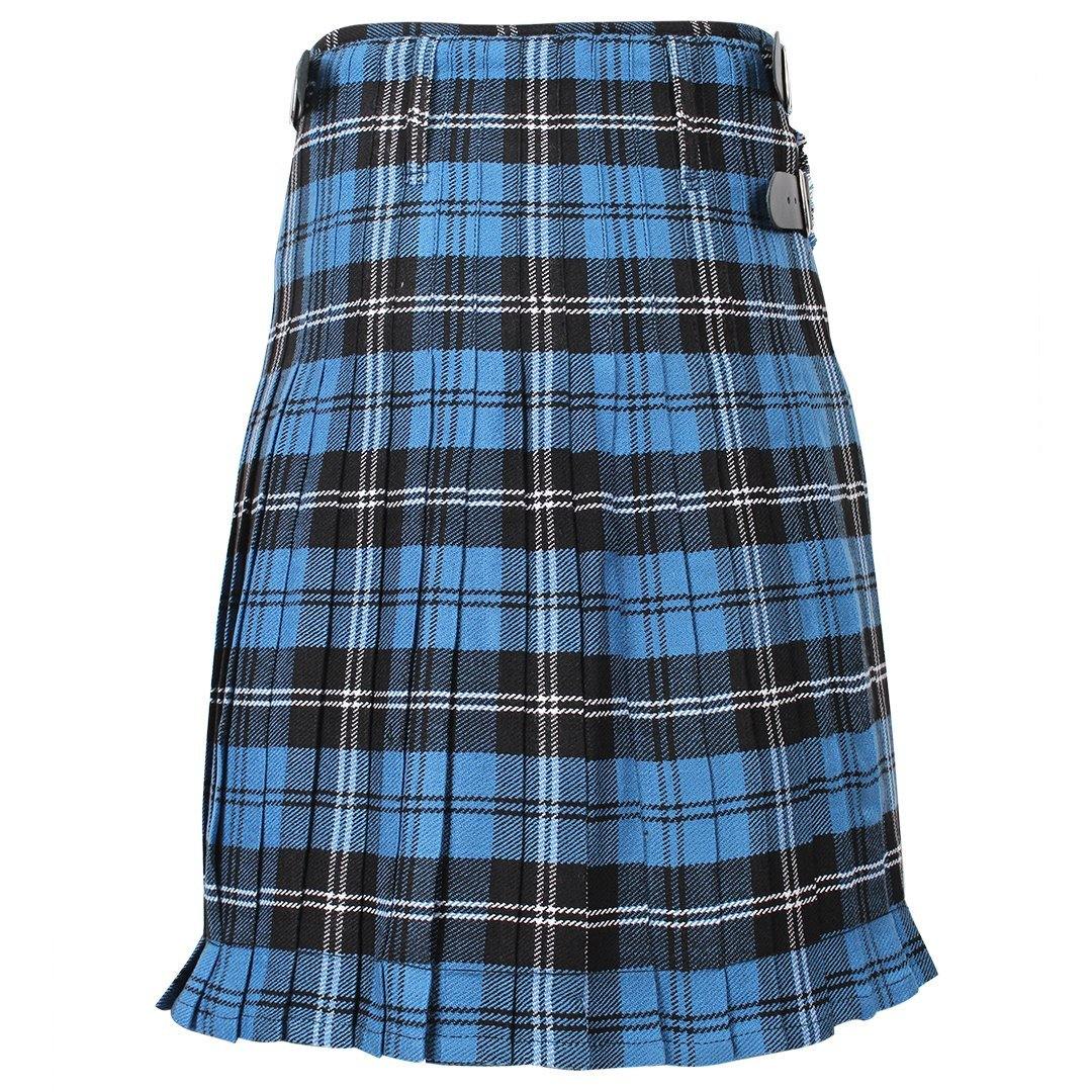 Super Acrylic Wool 13oz Scottish Tartan Kilts 8 Yards With Box Pleats 24" Regular Drop Fringed Apron 3 Metal Buckles Leather Straps - biznimart