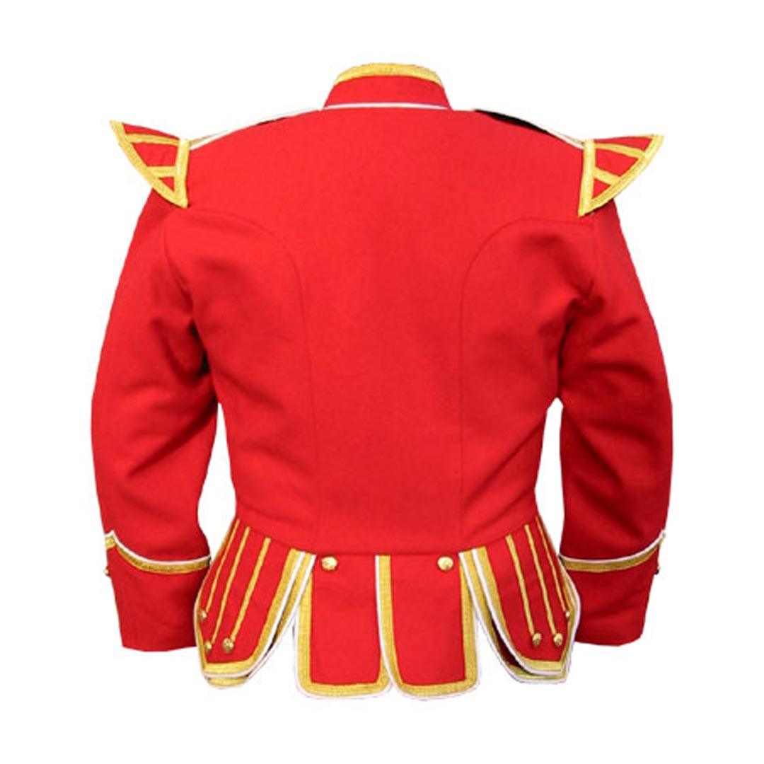 Red Pipe Band Doublet With Gold Braid