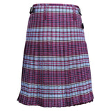 Super Acrylic Wool 13oz Scottish Tartan Kilts 8 Yards With Box Pleats 24" Regular Drop Fringed Apron 3 Metal Buckles Leather Straps - biznimart