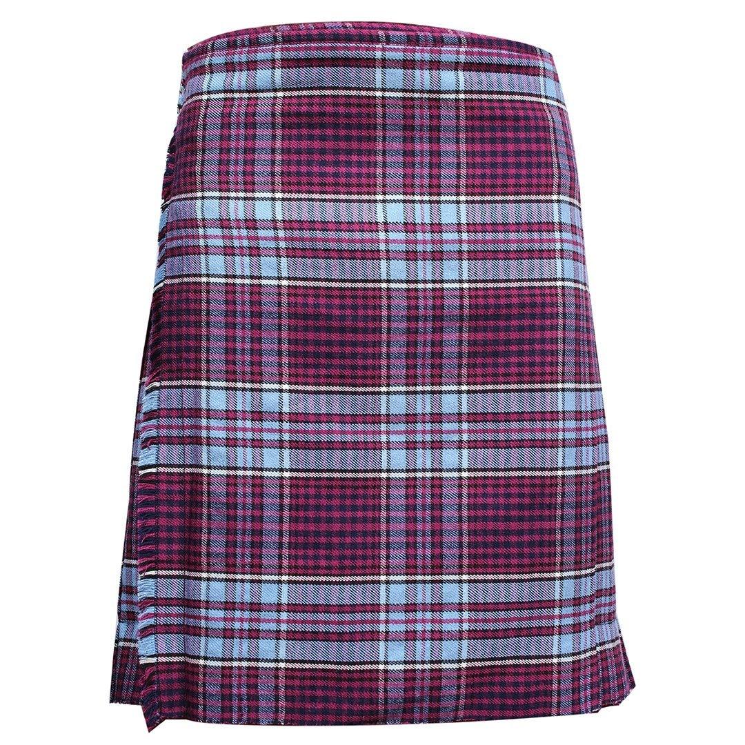 Super Acrylic Wool 13oz Scottish Tartan Kilts 8 Yards With Box Pleats 24" Regular Drop Fringed Apron 3 Metal Buckles Leather Straps - biznimart