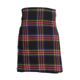 Scottish Black Stewart Tartan Kilt 8 Yards With Box Pleats Medium Weight 13oz Leather Straps