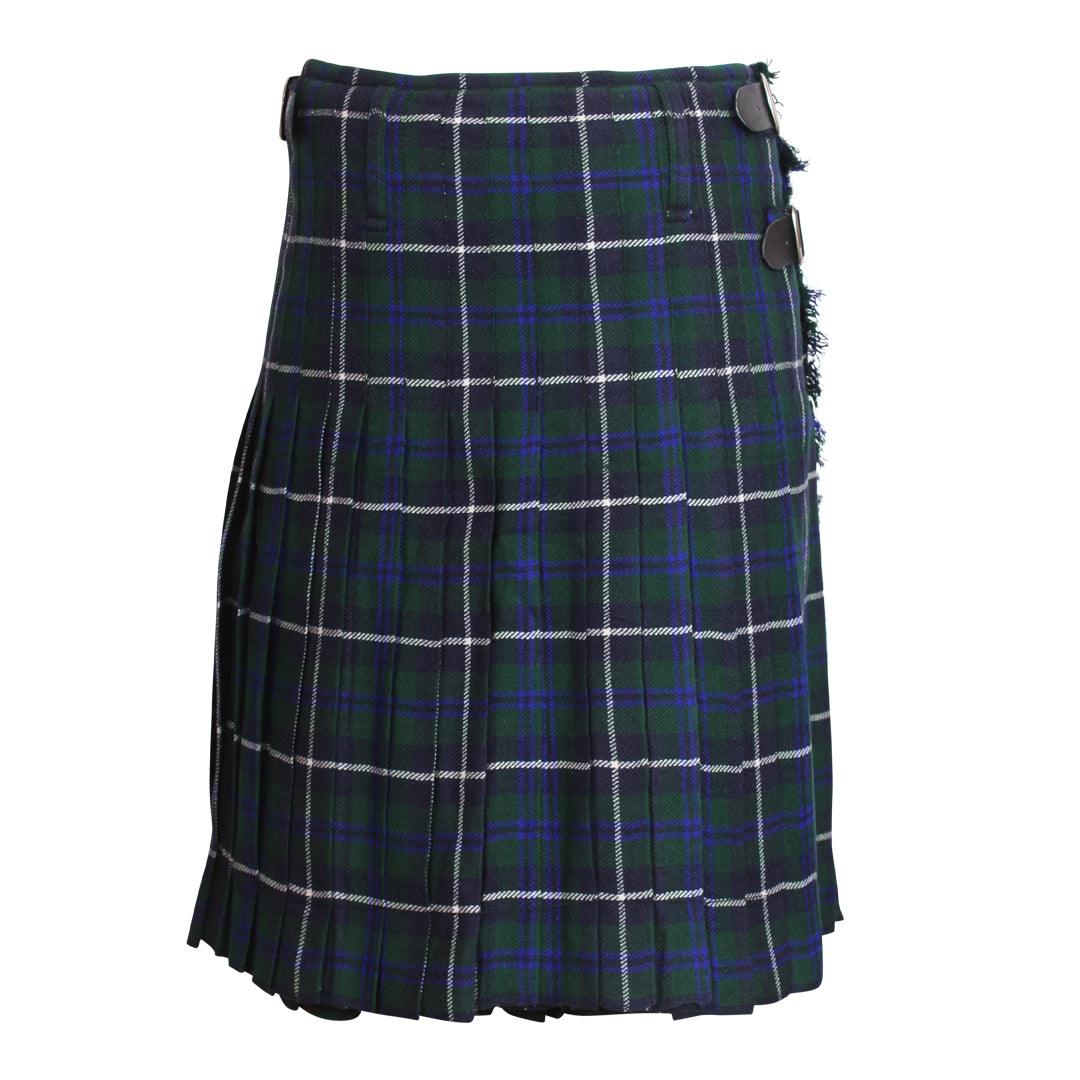 Scottish Blue Douglas Tartan Kilts 8 Yards With Box Pleats Medium Weight 13oz Leather Straps - biznimart