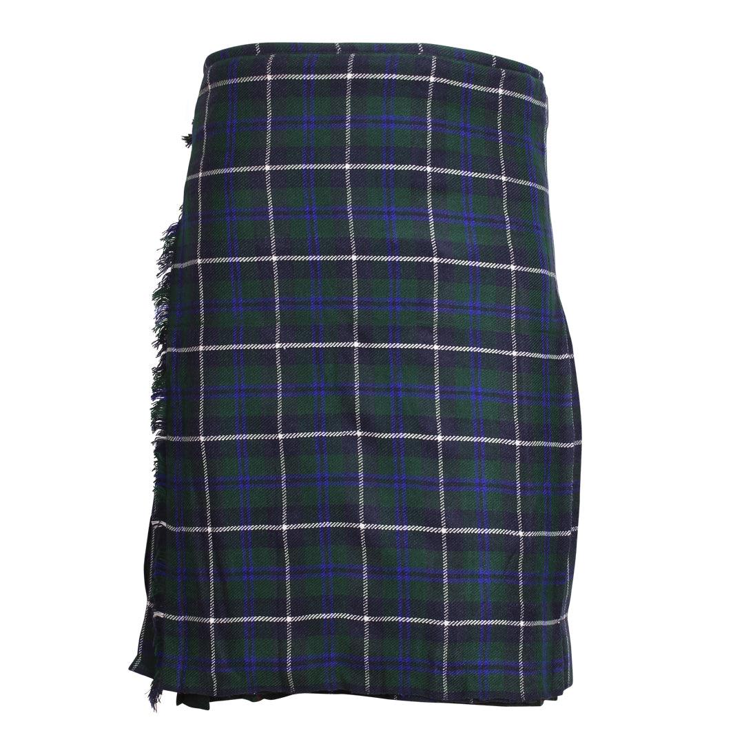 Scottish Blue Douglas Tartan Kilts 8 Yards With Box Pleats Medium Weight 13oz Leather Straps - biznimart
