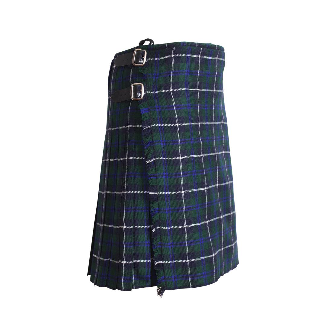 Scottish Blue Douglas Tartan Kilts 8 Yards With Box Pleats Medium Weight 13oz Leather Straps - biznimart