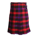 Scottish Broun Tartan Kilt 8 Yards With Pleats Medium Weight 13oz Leather Straps - biznimart