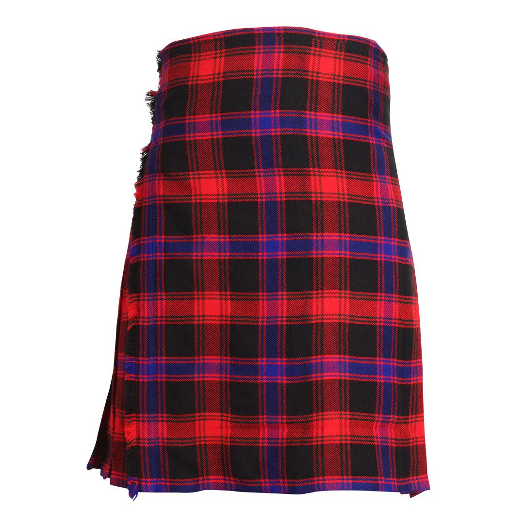 Scottish Broun Tartan Kilt 8 Yards With Pleats Medium Weight 13oz Leather Straps - biznimart