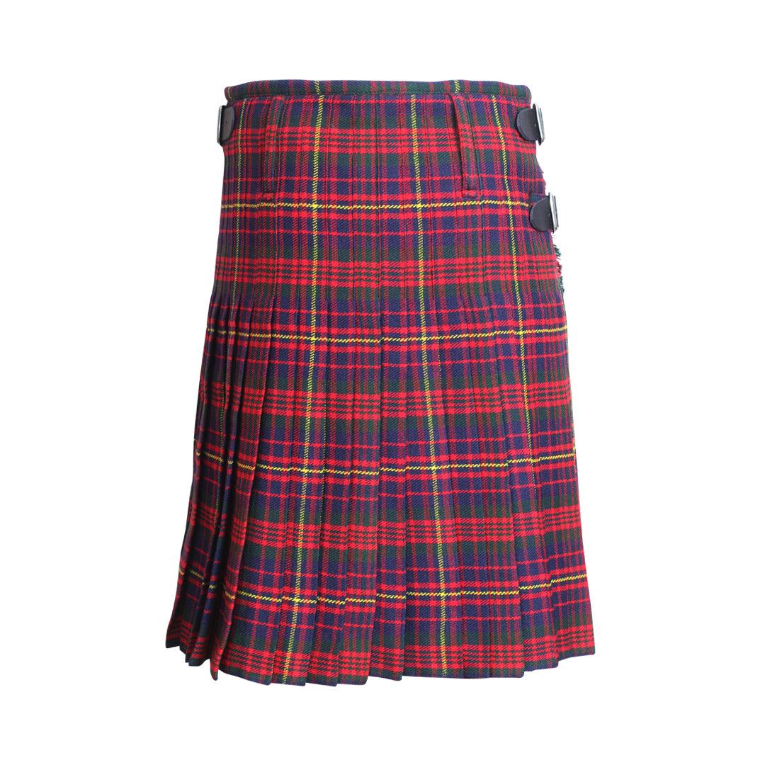 Scottish Cameron Of Erracht Tartan Kilt 8 Yards With Box Pleats Medium Weight 13oz Leather Straps - biznimart