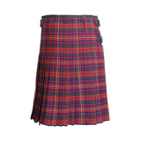 Scottish Cameron Of Erracht Tartan Kilt 8 Yards With Box Pleats Medium Weight 13oz Leather Straps - biznimart