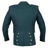Scottish Formal Prince Charlie Jacket And Vest Green Color - biznimart