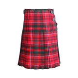 Scottish Grant Tartan Kilt 8 Yards With Box Pleats Medium Weight 13oz Leather Straps - biznimart