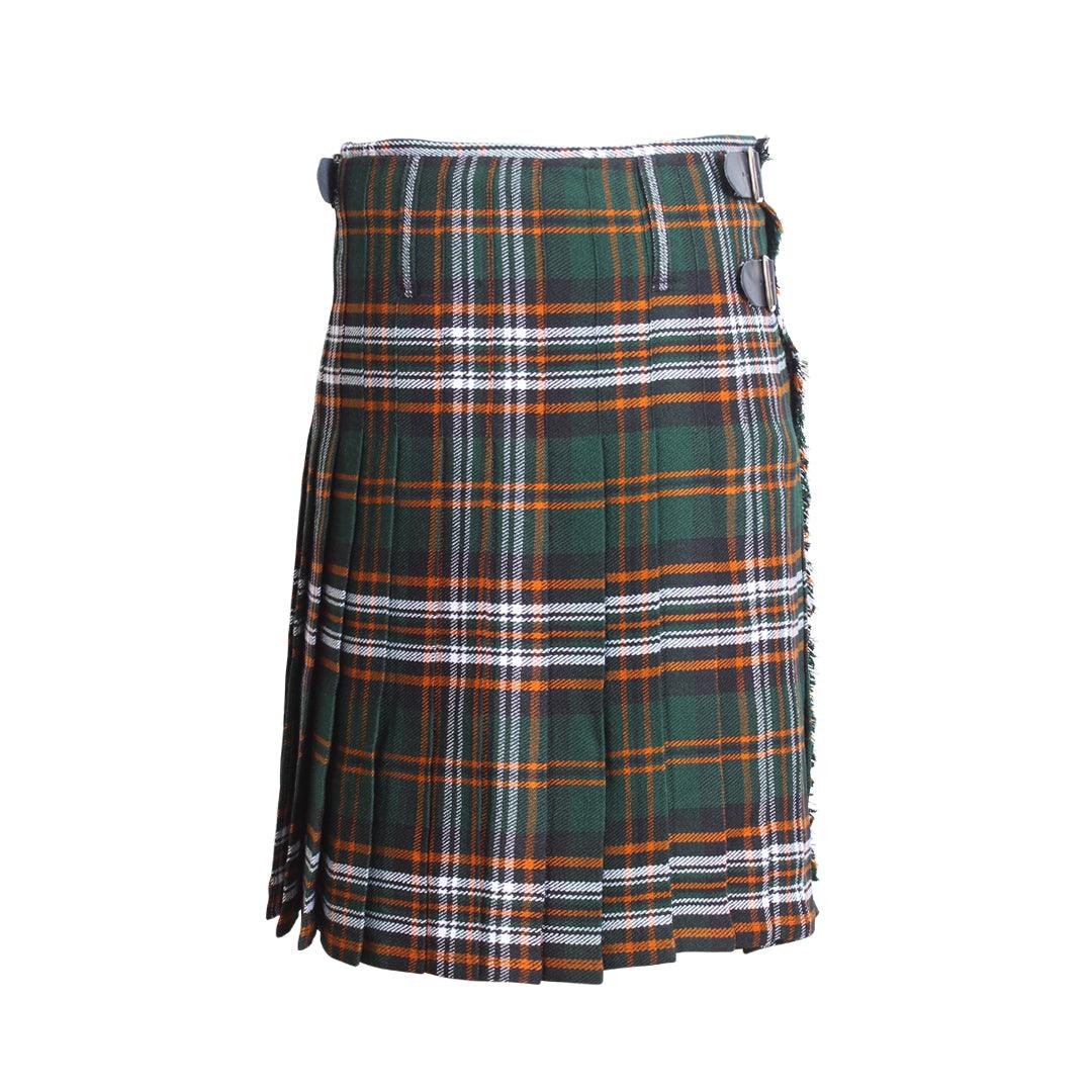 Scottish Heritage Of Ireland Tartan Kilt 8 Yards With Box Pleats Medium Weight 13oz Leather Straps - biznimart