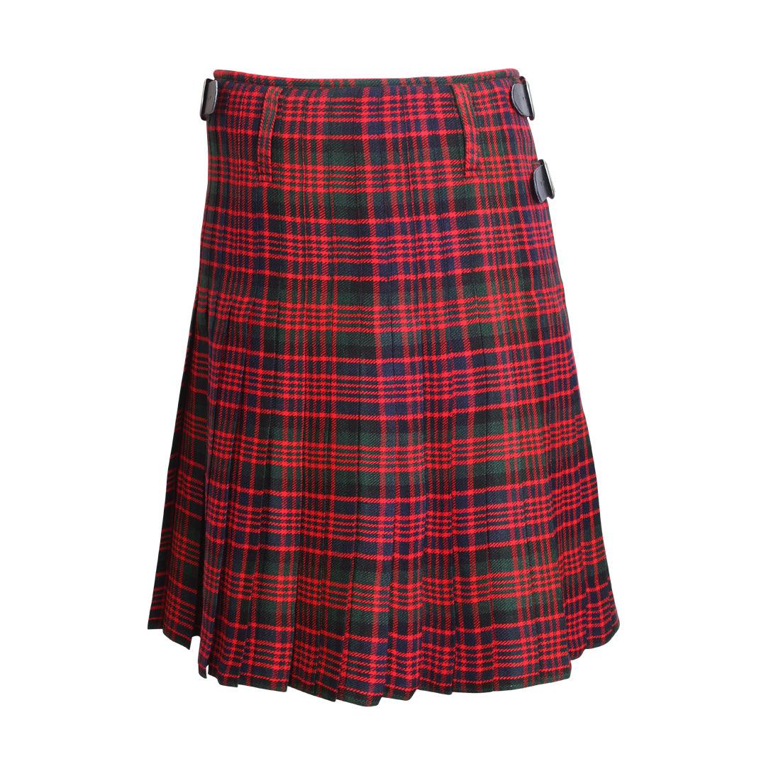 Scottish MacDonald Tartan Kilt 8 Yards With Box Pleats Medium Weight 13oz Leather Straps - biznimart