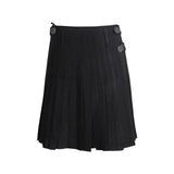 Scottish Solid Black Tartan Kilt 8 Yards With Box Pleats Medium Weight 13oz Leather Straps - biznimart