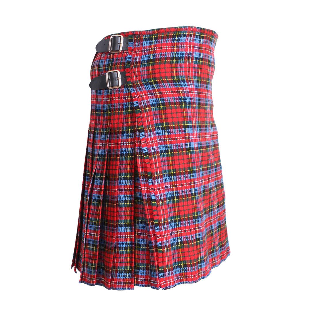 Scottish MacPherson Tartan Kilt 8 Yards With Box Pleats Medium Weight 13oz Leather Straps - biznimart