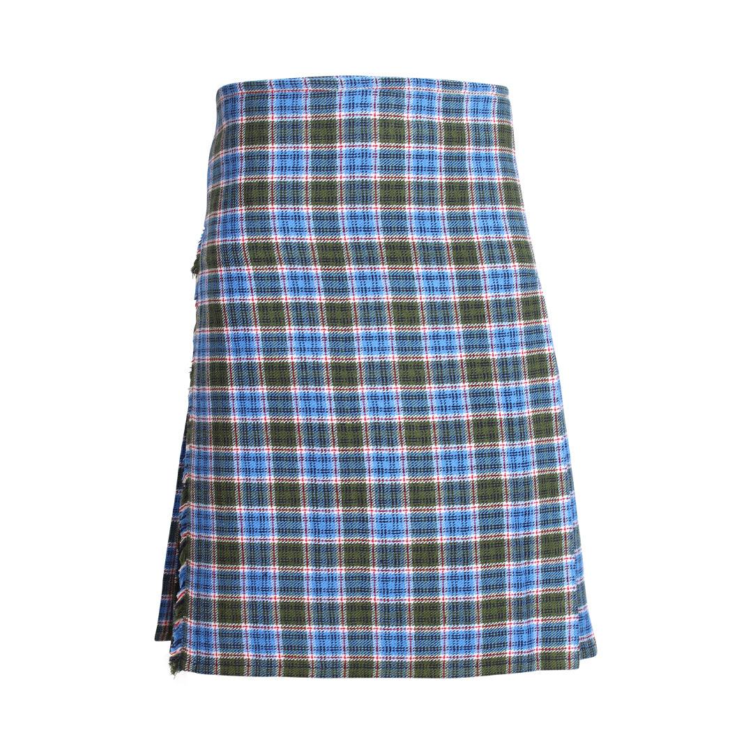 Scottish McCullough Military Reg Tartan Kilt 8 Yards With Box Pleats Medium Weight 13oz Leather Straps - biznimart