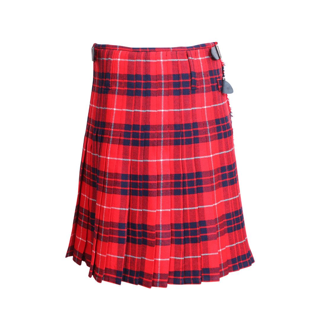 Scottish Red Hamilton Tartan Kilt 8 Yards With Box Pleats Medium Weight 13oz Leather Straps - biznimart