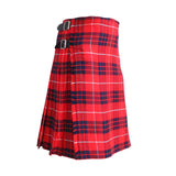 Scottish Red Hamilton Tartan Kilt 8 Yards With Pleats Medium Weight 13oz Leather Straps