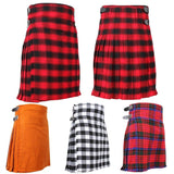 Scottish Tartan Kilts 8 Yards With Box Pleats Medium Weight 13oz Leather Straps