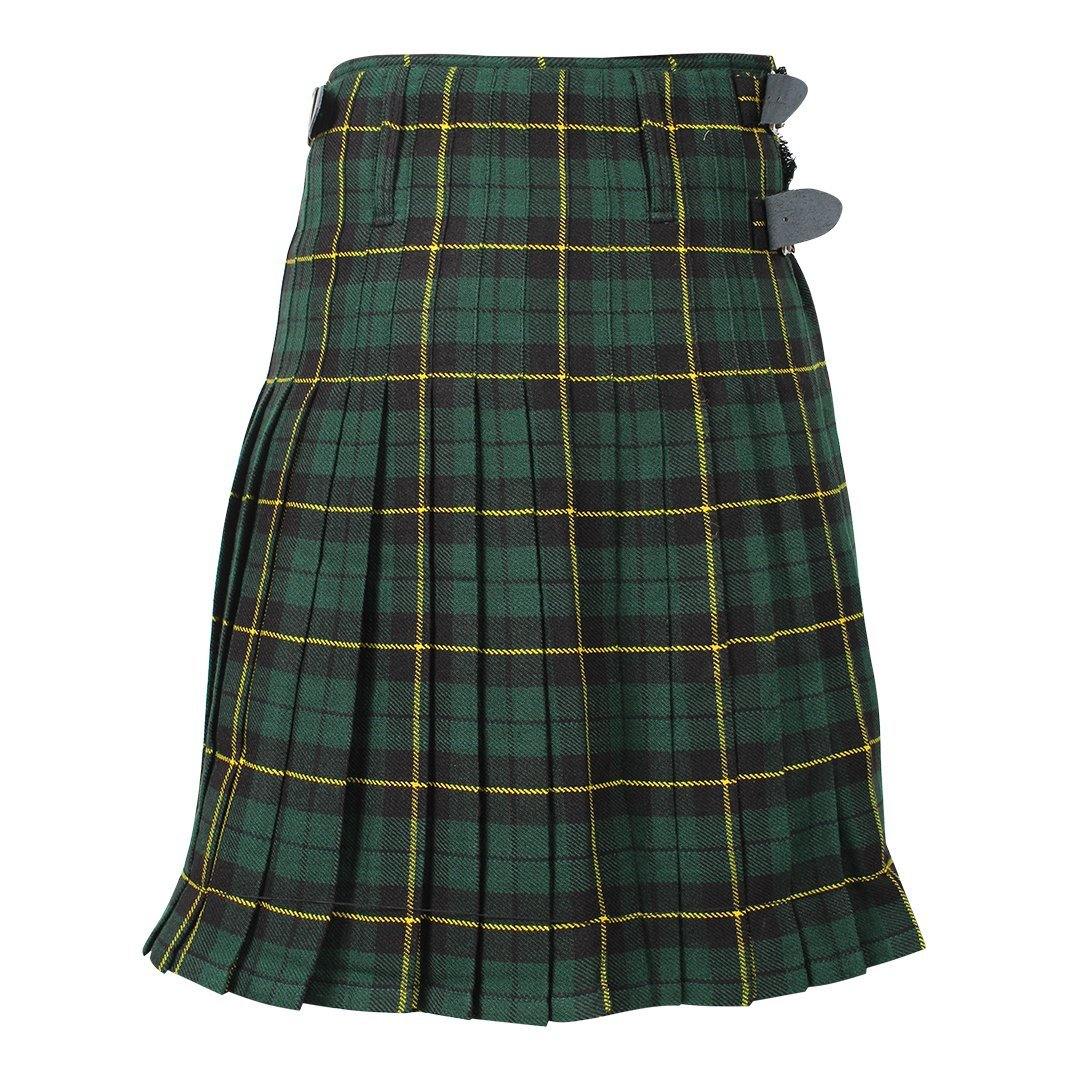 Super Acrylic Wool 13oz Scottish Tartan Kilts 8 Yards With Box Pleats 24" Regular Drop Fringed Apron 3 Metal Buckles Leather Straps - biznimart