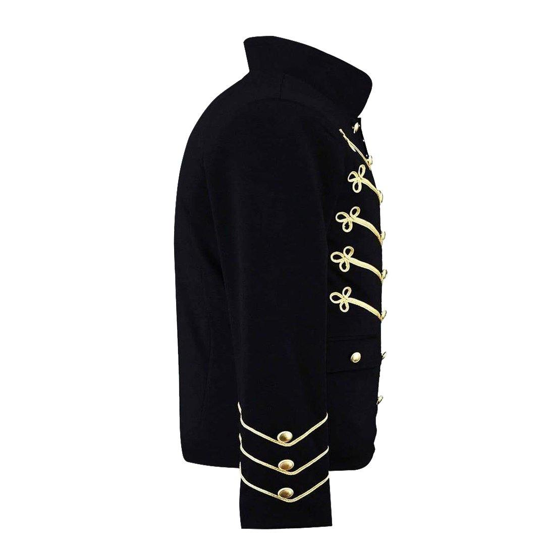 Black Military Napoleon Jacket with Gold Flower Embroidery Black Military Napoleon Jacket - biznimart
