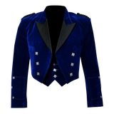 Blue Velvet Prince Charlie Jacket With Waistcoat