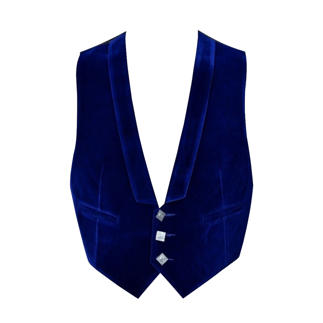 Blue Velvet Prince Charlie Jacket With Waistcoat - biznimart