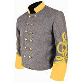 CW General's Cavalry Grey Yellow Cuff & Collar 4 Row of Gold Braid Shell Coat - biznimart