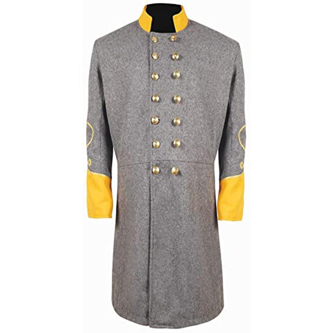 CW Cavalry Major's Dual Breasted Frock Coat With Yellow Collar & Cuff - biznimart