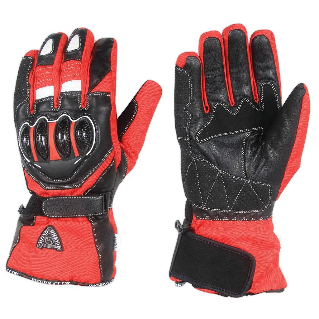 Biker Club Leather Motorbike Thermal Waterproof Gloves Carbon Knuckle Protection - biznimart