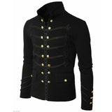 Napoleon Hook Jacket Handmade black Embroidery Black Military 100% Blazer Wool - biznimart