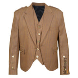 Argyll Jacket With Waistcoat/Vest Brown Serge Wool