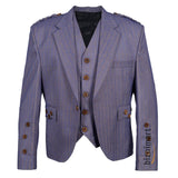 Argyll Jacket With Waistcoat/Vest Purple/Gold Serge Wool - biznimart