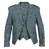 Pure Wool Black And Blue Argyll Jacket With Waistcoat/Vest