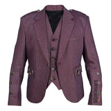 Maroon Pure Wool Tweed Argyll Jacket With Waistcoat/Vest